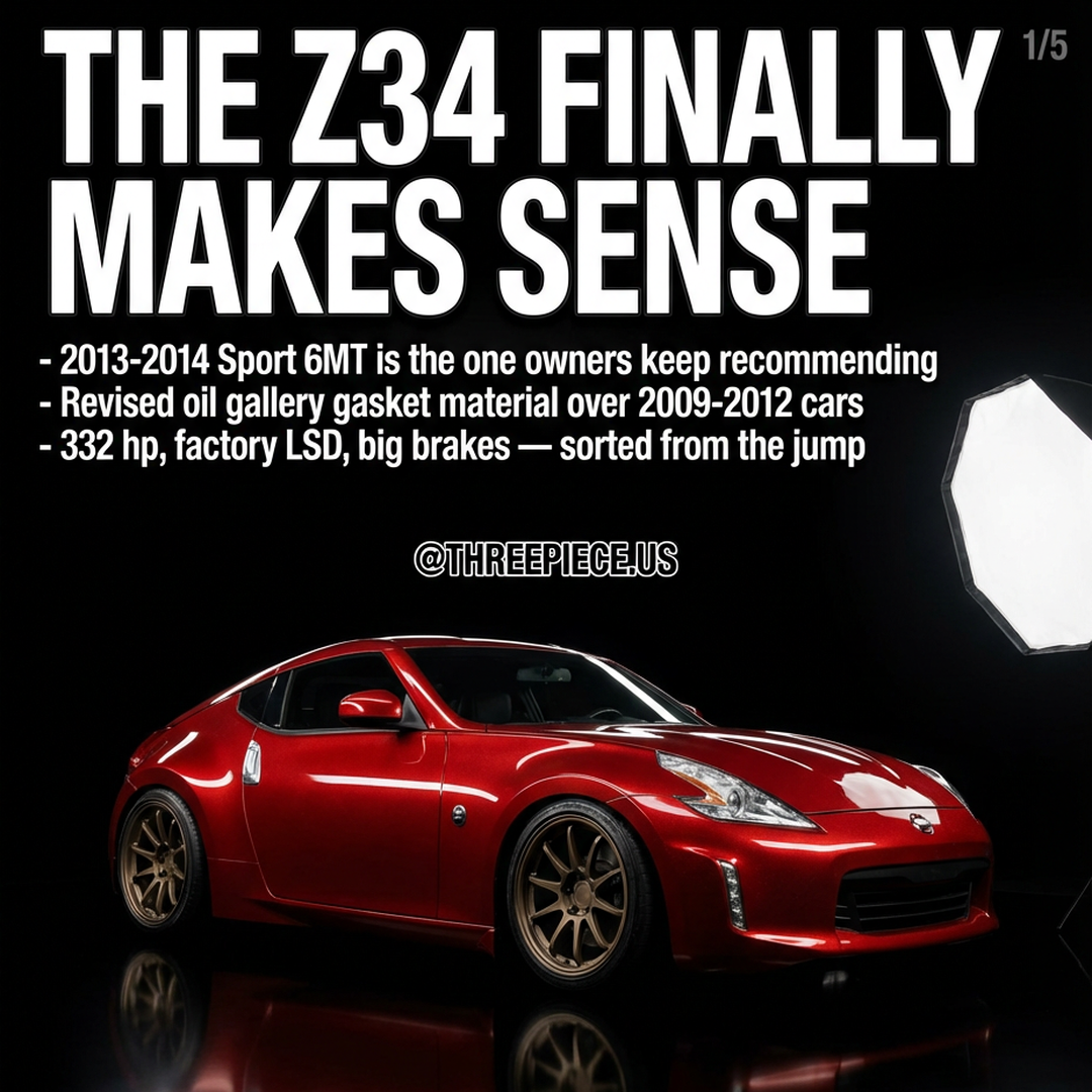 2013-2014 Nissan 370Z Z34 Sport 6MT front three-quarter view with aftermarket wheels