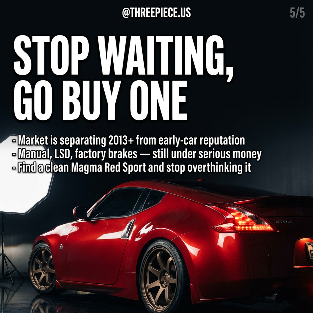 Clean 2013 Nissan 370Z Sport 6MT in Magma Red with staggered aftermarket wheels