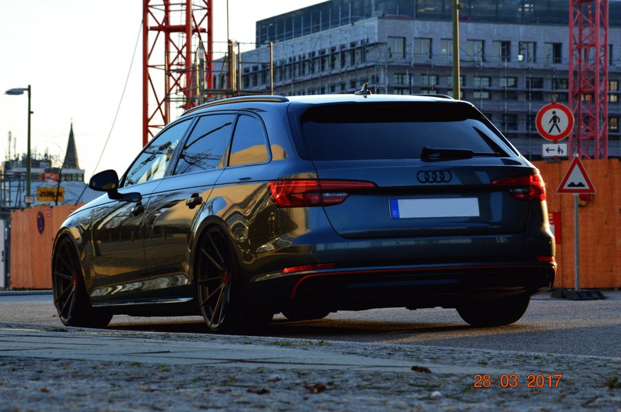 Audi A4 with aftermarket wheels — 5x112mm fitment