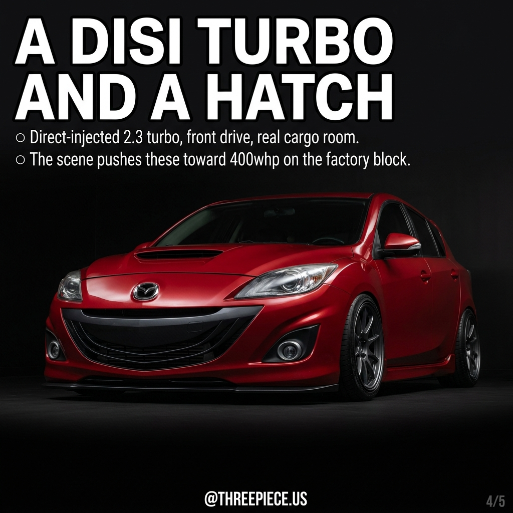 Mazdaspeed3 hatchback front drive turbo build with cargo space