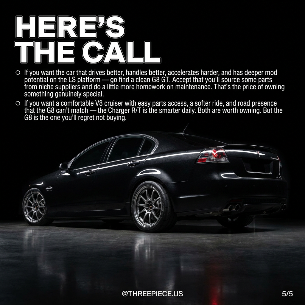 Pontiac G8 GT and Dodge Charger RT final verdict comparison