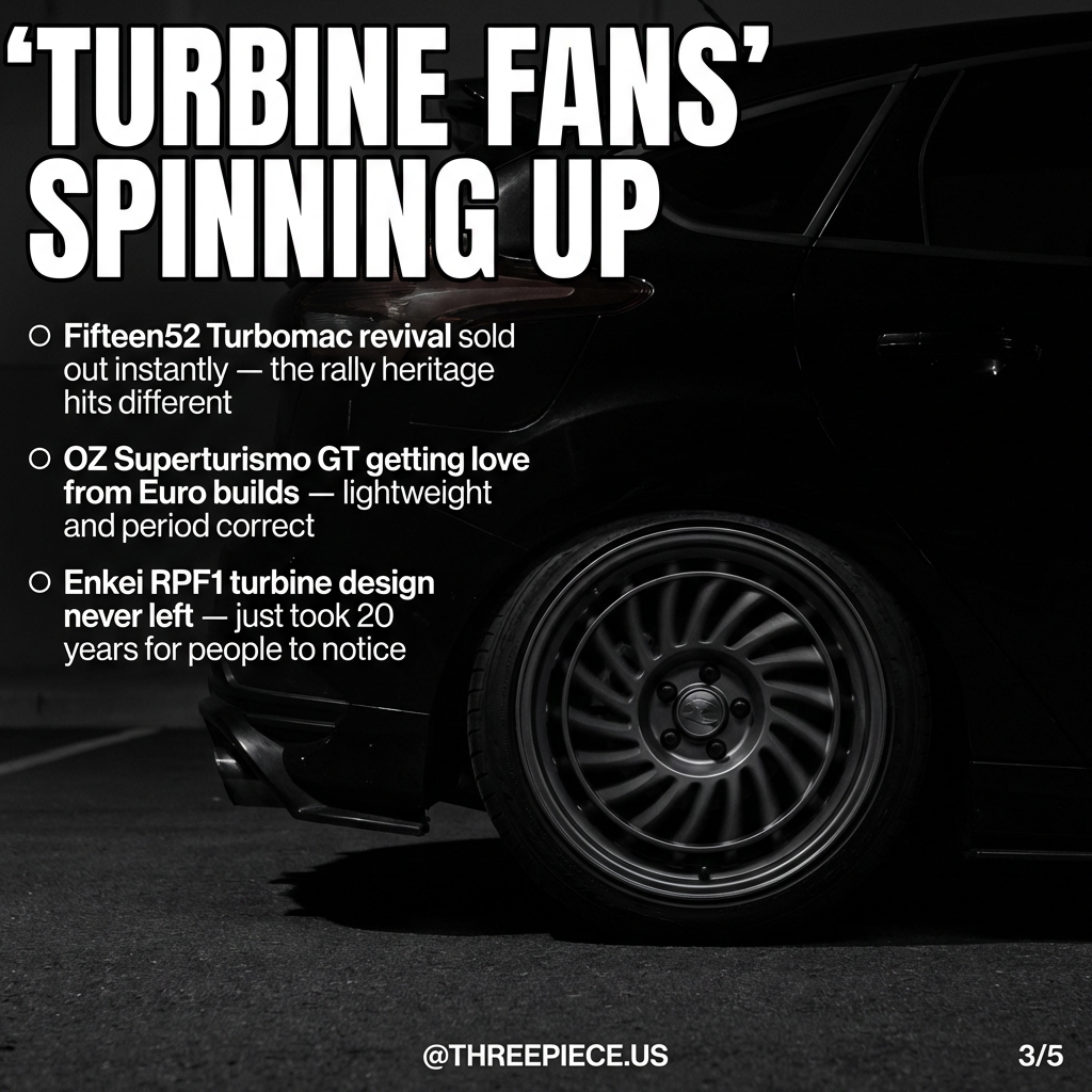 Turbine spoke wheels showing aerodynamic design elements