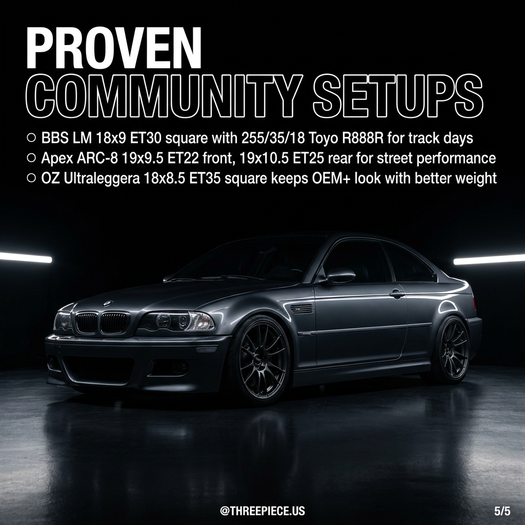 BMW E46 M3 community wheel setups comparison