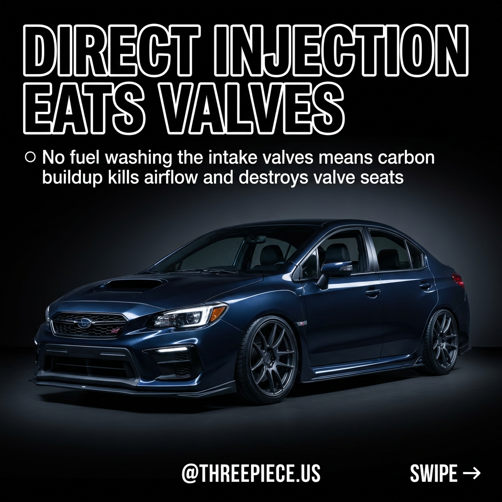 FA20DIT Subaru WRX engine showing direct injection carbon buildup on intake valves