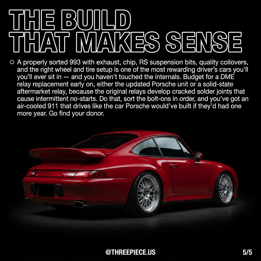 Completed Porsche 993 Carrera build with 3-piece wheels and lowered suspension