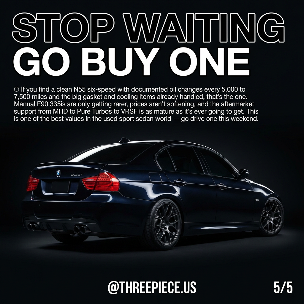 BMW E90 335i with aftermarket 3-piece wheels staggered fitment