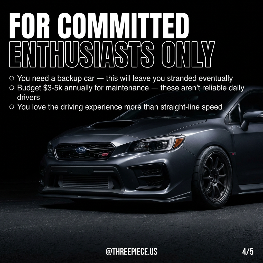 Subaru STI engine components showing maintenance requirements and common failure points