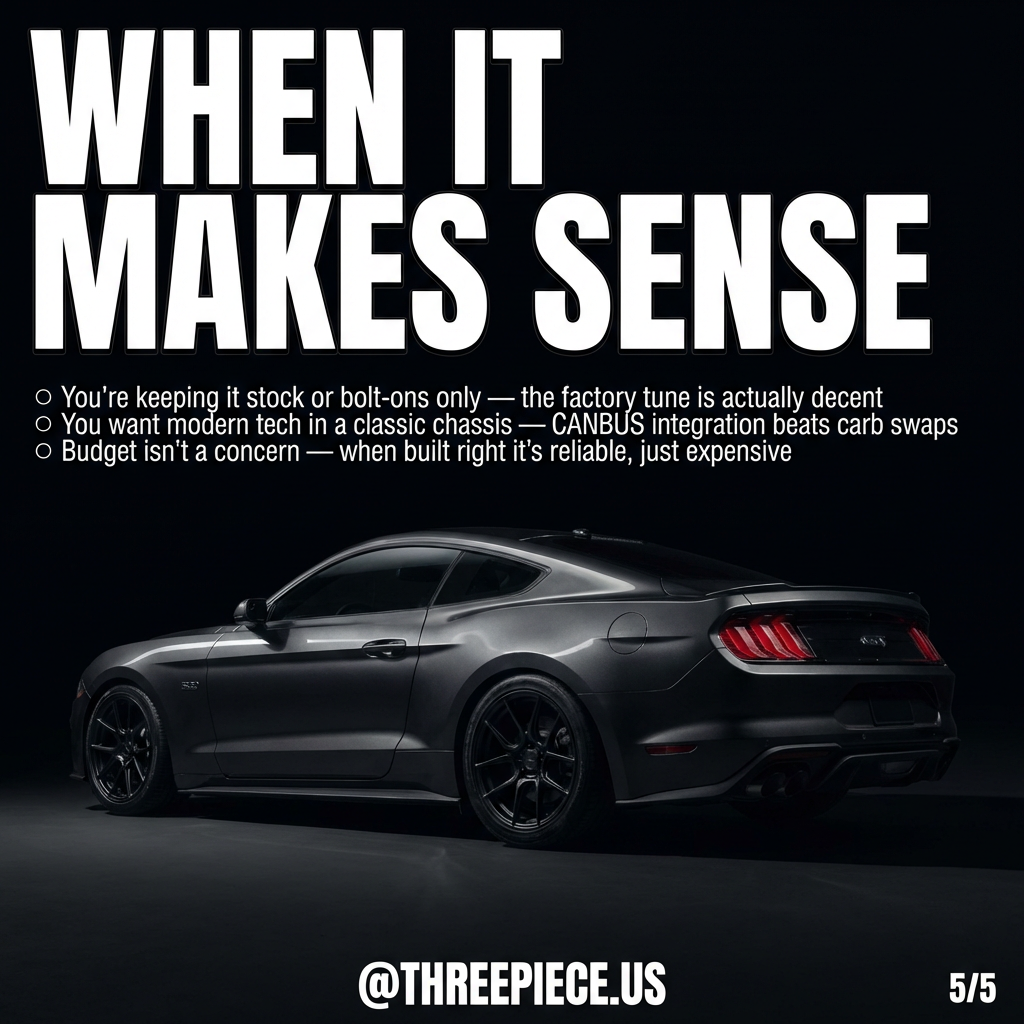 Clean Coyote 5.0 swap with modern electronics integration