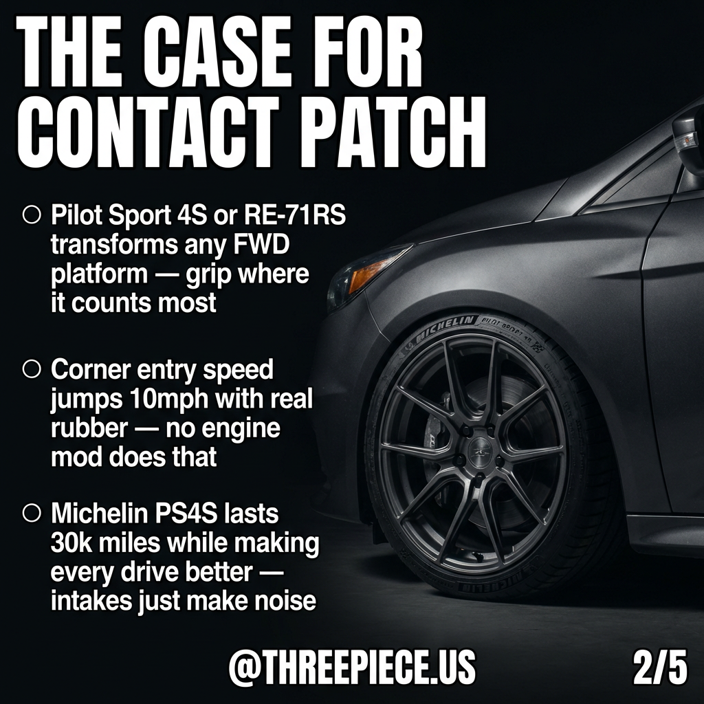 Performance tire contact patch demonstration on hot hatch