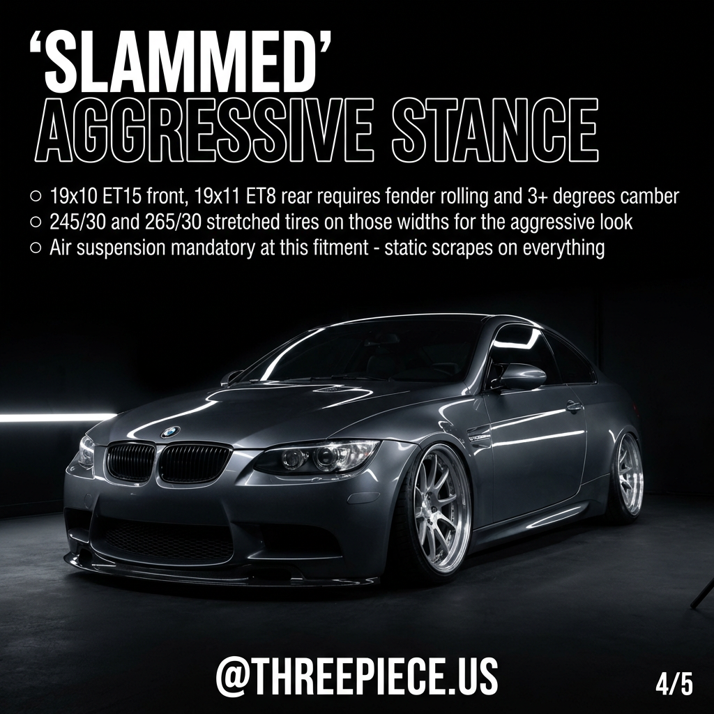 BMW E92 M3 slammed aggressive stance wheel setup
