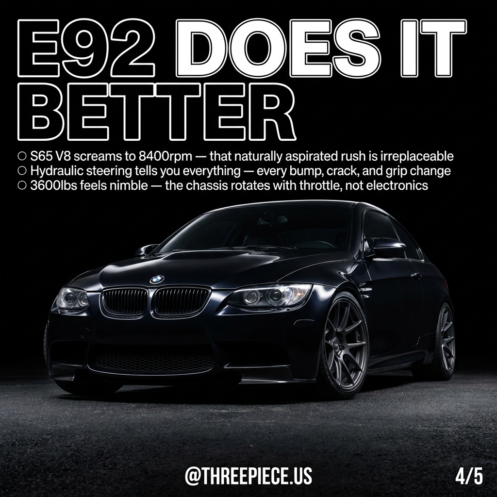 BMW E92 M3 S65 V8 engine bay showing naturally aspirated setup