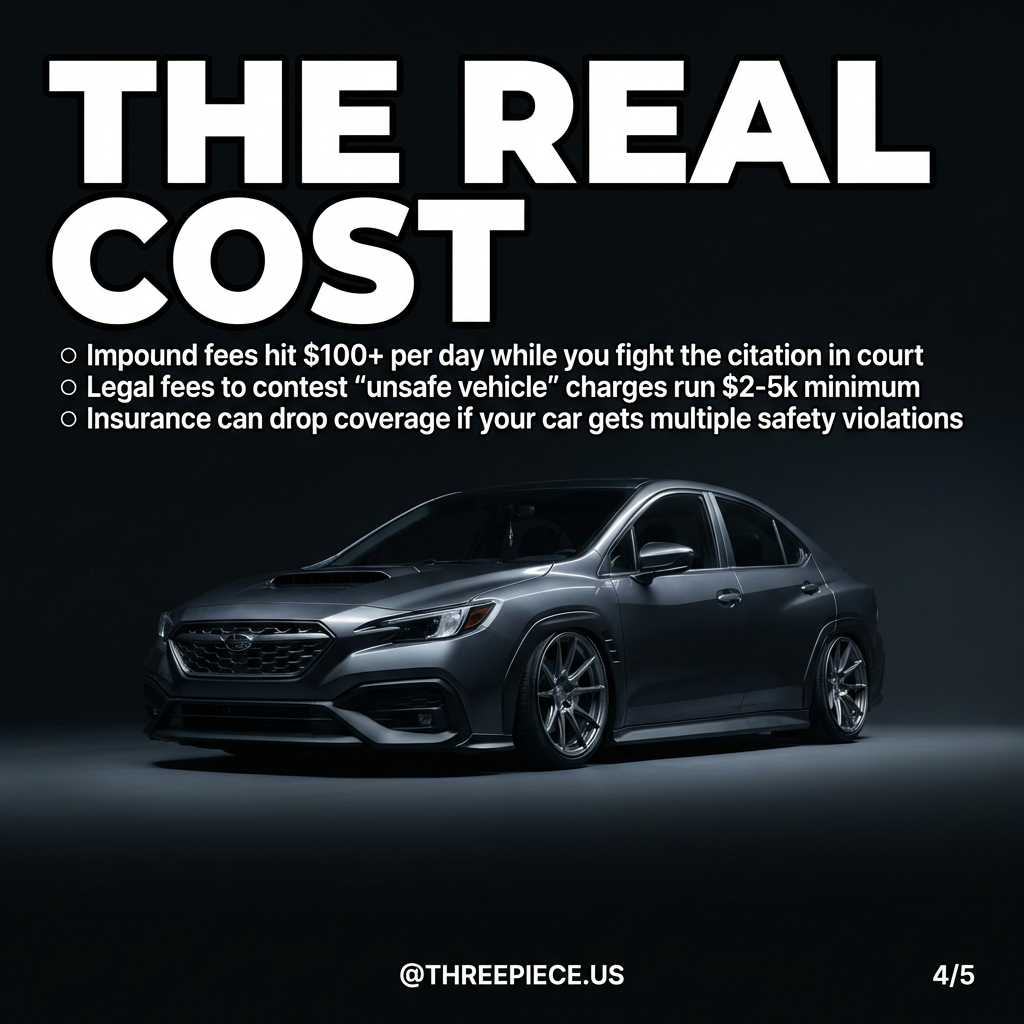 Expensive impound and legal fees from lowered car citations