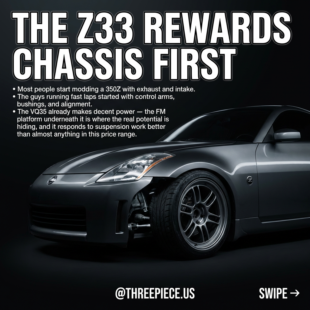 Nissan 350Z Z33 track build with aggressive wheel fitment and aero