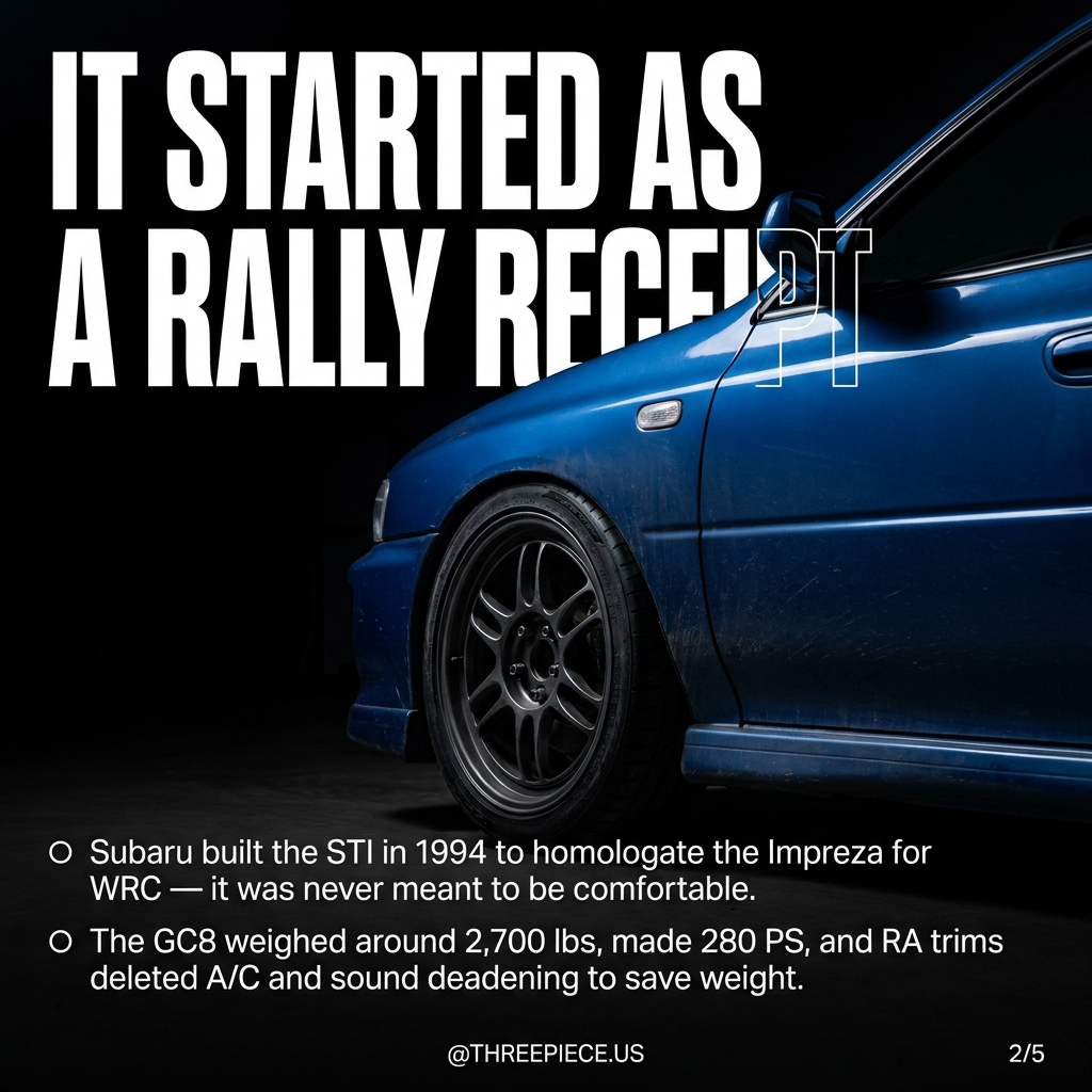Subaru Impreza WRX STI GC8 first generation rally heritage