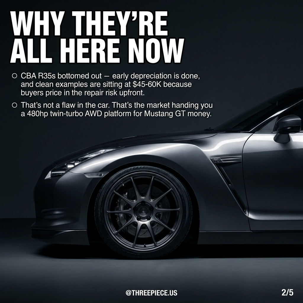 Used 2009-2011 Nissan R35 GT-R CBA pricing data showing depreciation floor