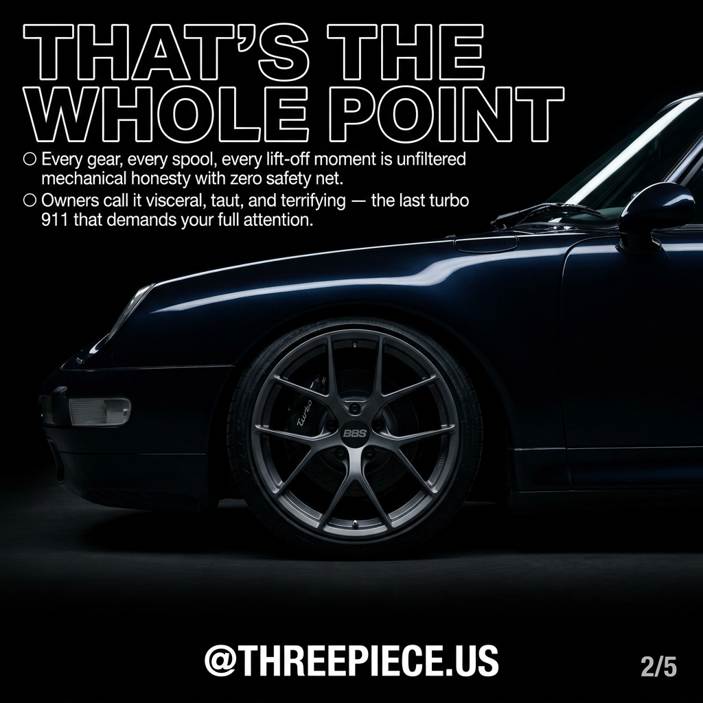 Porsche 993 Turbo detail shot highlighting air-cooled twin-turbo flat-six character
