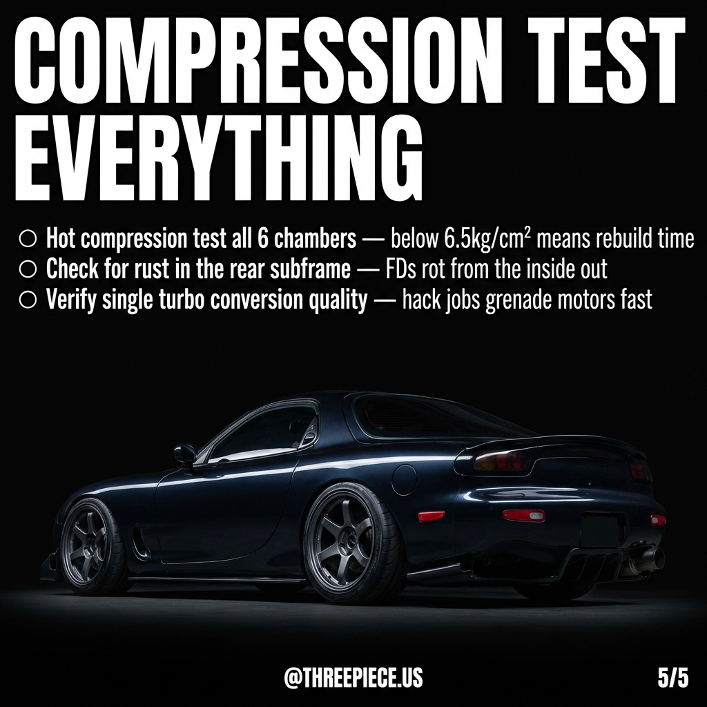 Mazda RX-7 FD compression testing rotary engine