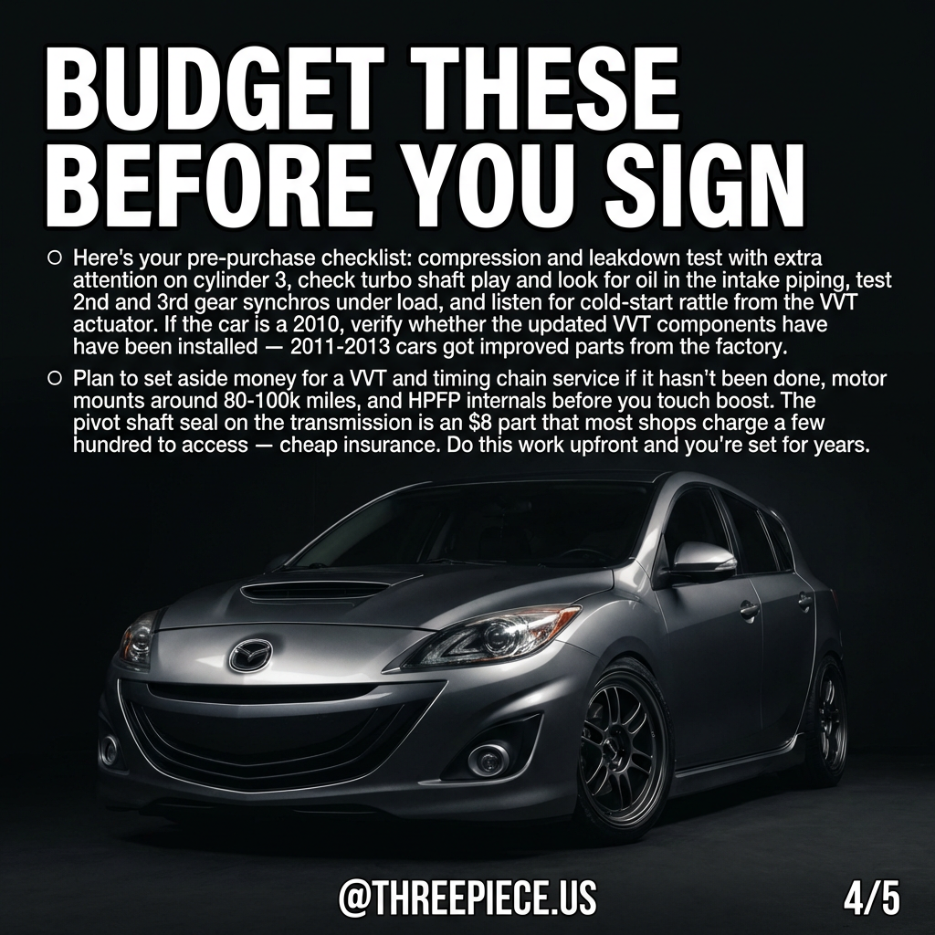 Mazdaspeed 3 BL known failure points checklist with mileage ranges