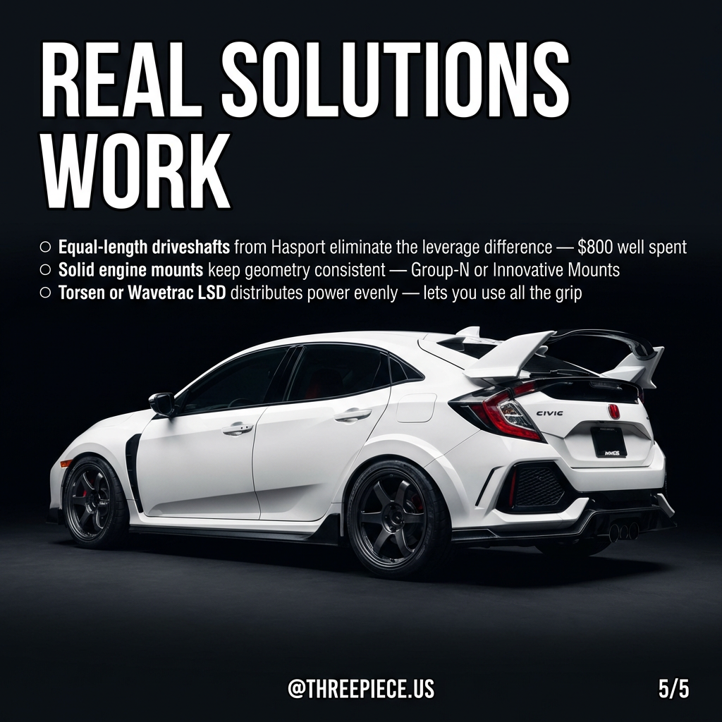 Equal length driveshaft installation showing proper torque steer solution