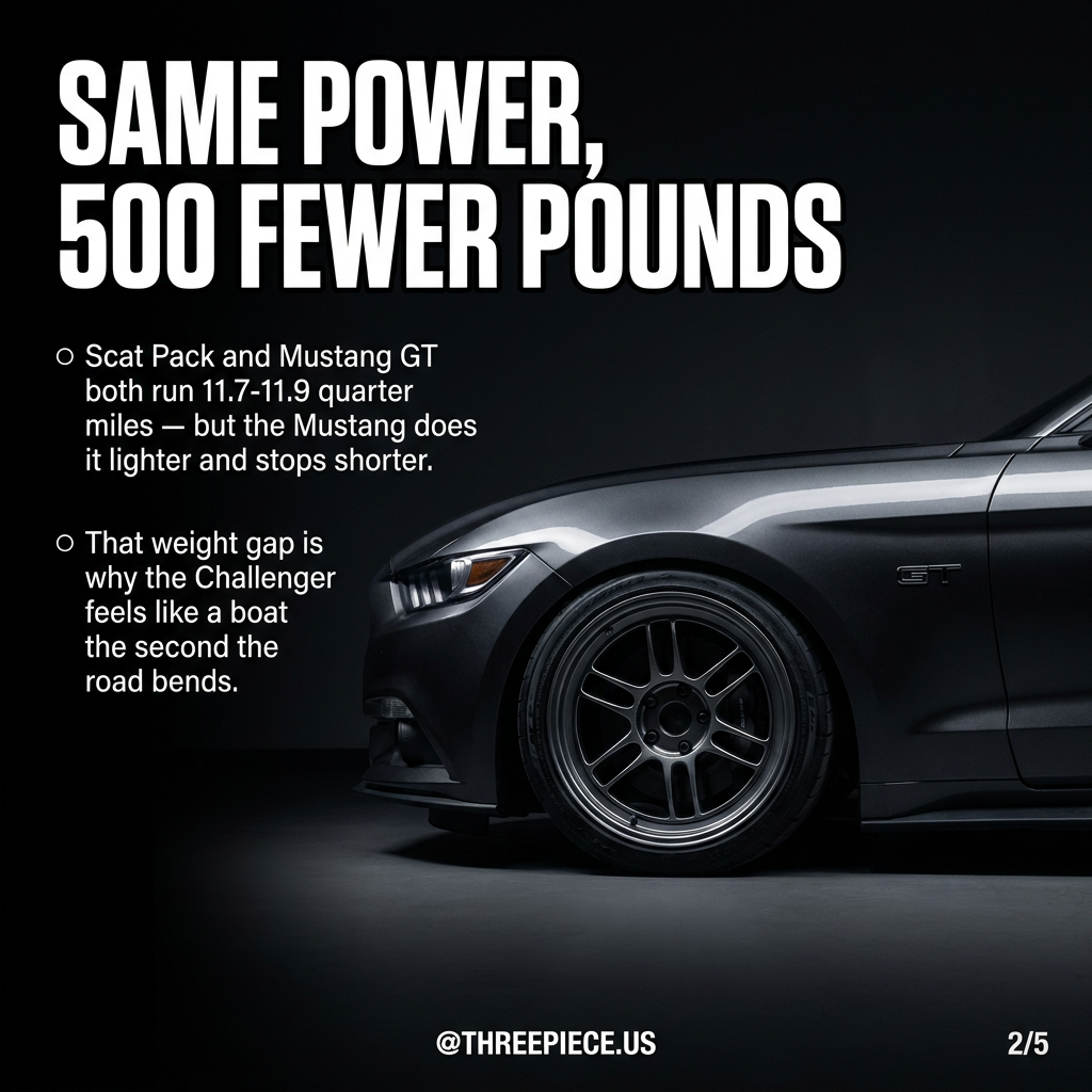 Ford Mustang GT lightweight advantage over Dodge Challenger weight comparison