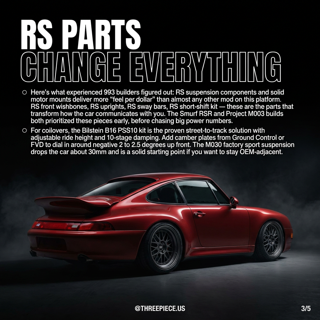 Porsche 993 Carrera lowered on coilovers with RS suspension components