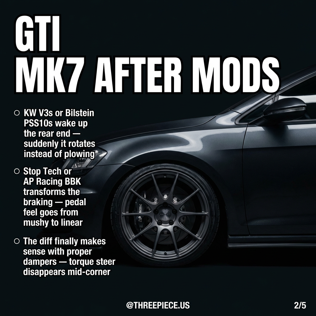 Volkswagen GTI Mk7 with coilover suspension and big brake kit upgrade