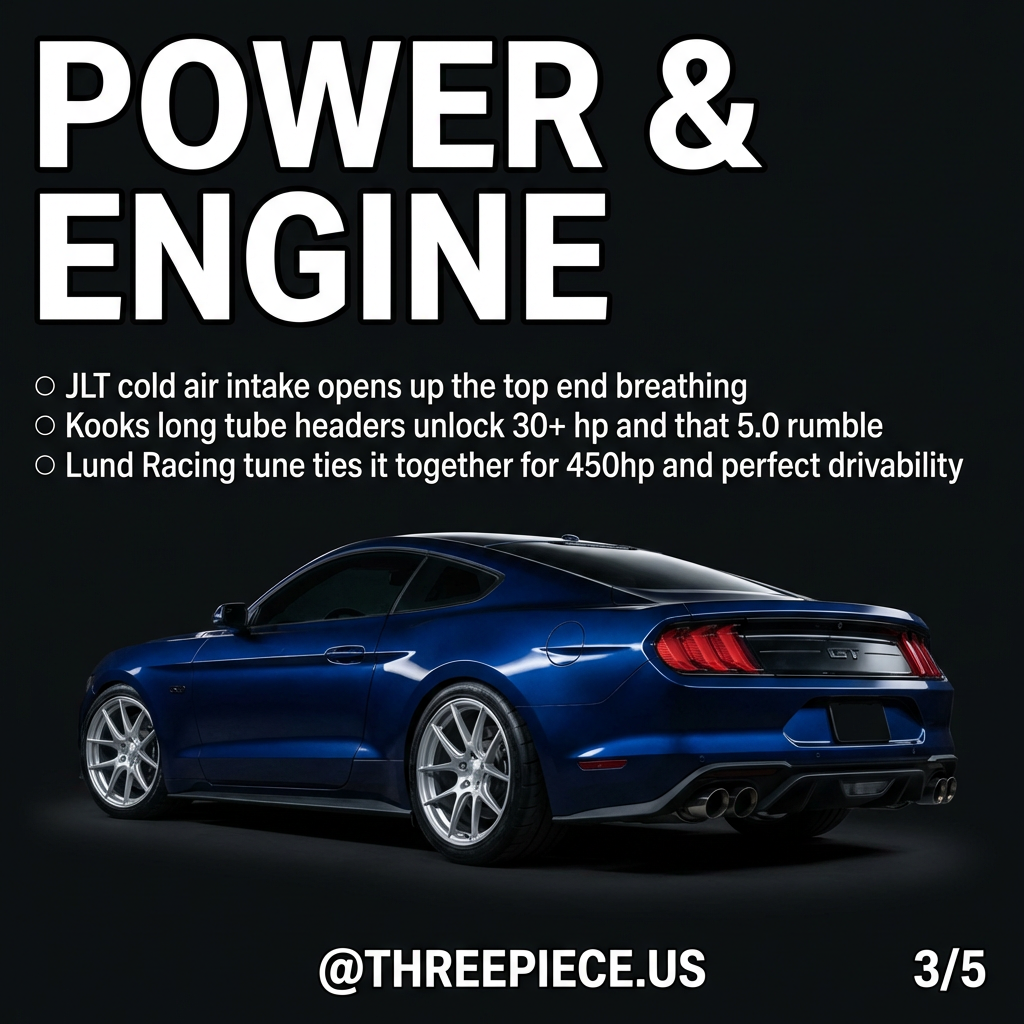 JLT cold air intake and Kooks long tube headers on Ford Mustang GT Coyote 5.0