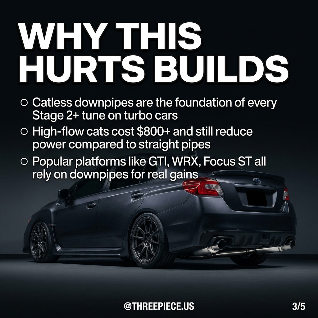 GTI and WRX with aftermarket downpipes and performance modifications