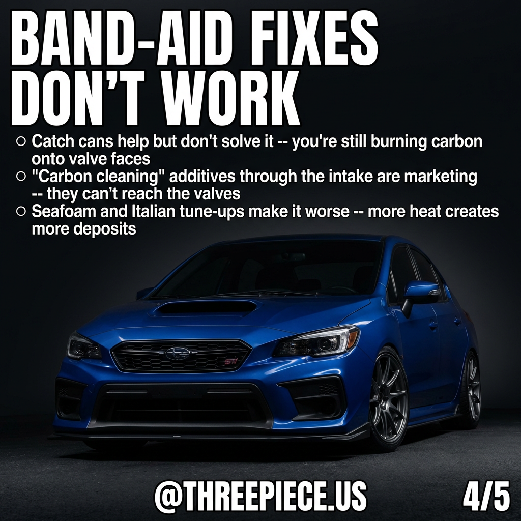 Comparison of band-aid carbon fixes vs real solutions for FA20DIT Subaru WRX intake valves