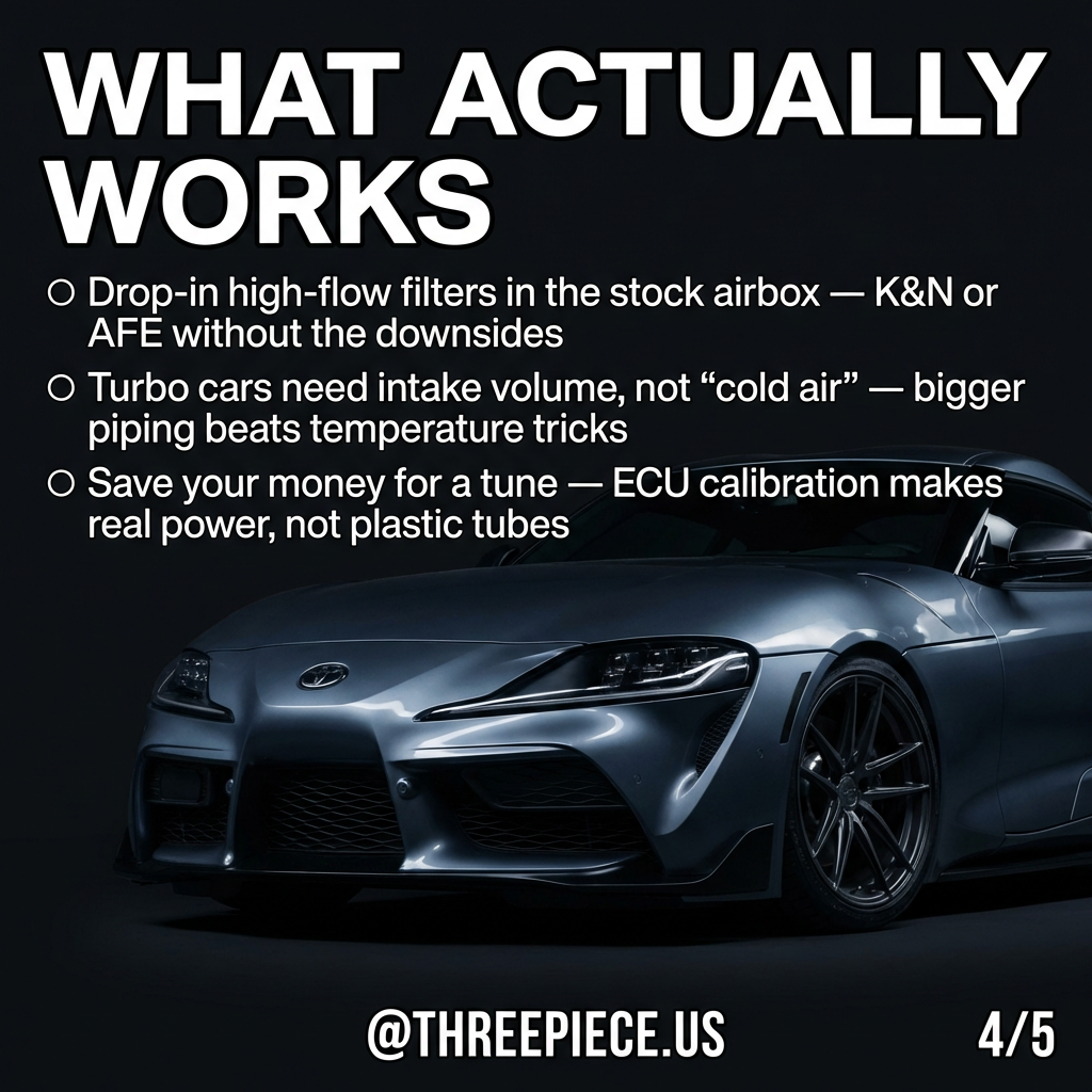 High-flow drop-in air filter versus cold air intake system