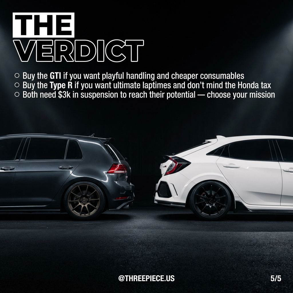 Final comparison of modified GTI Mk7 and Civic Type R FK7 on track