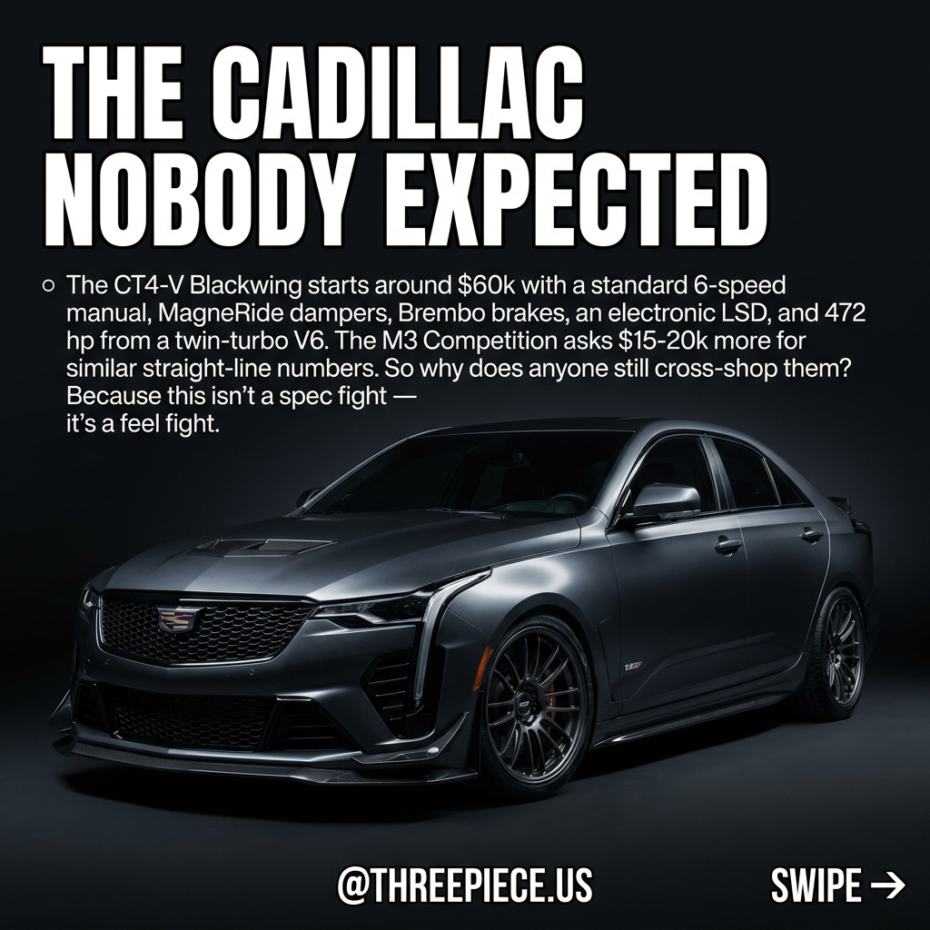 Cadillac CT4-V Blackwing vs BMW M3 G80 sport sedan comparison