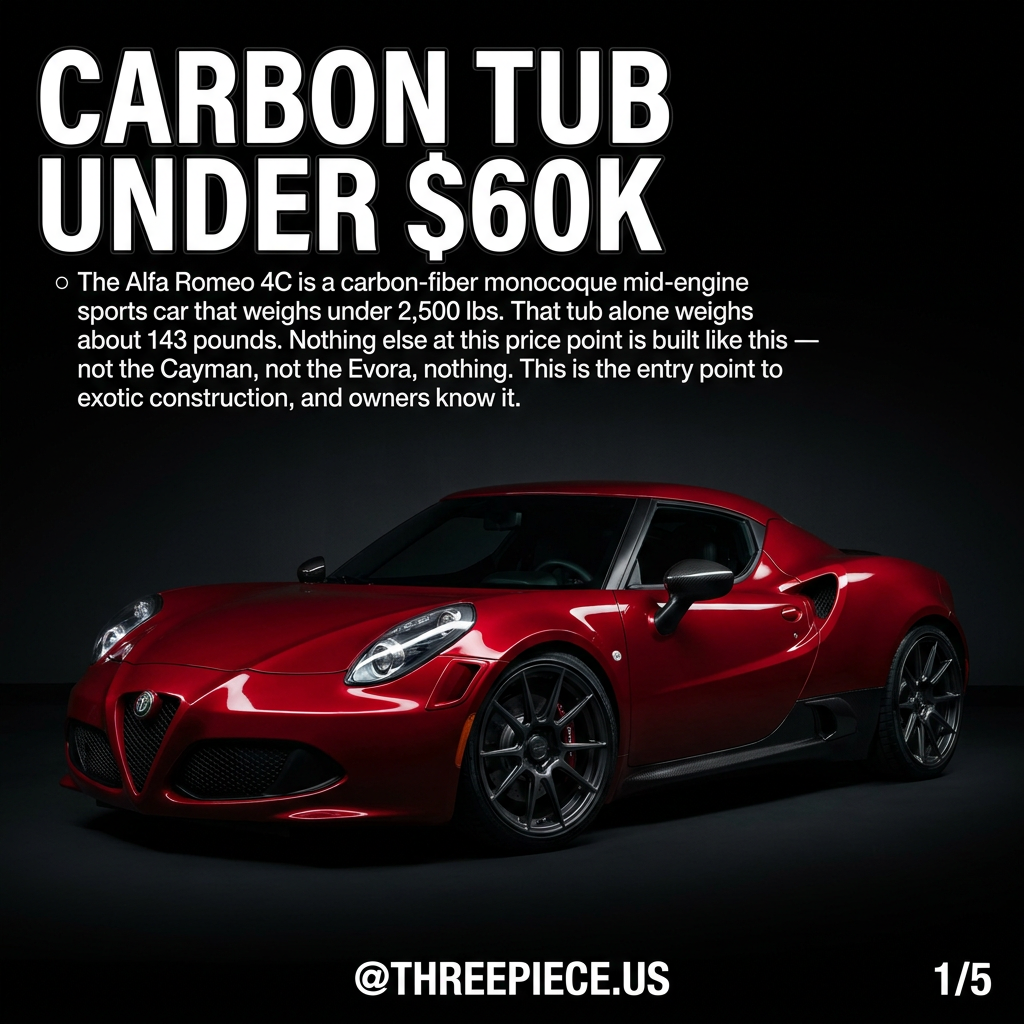 Alfa Romeo 4C carbon fiber monocoque mid-engine sports car side profile