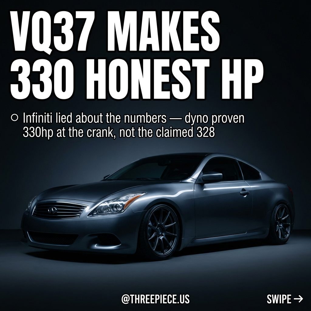 Infiniti G37 sedan with aftermarket wheels showing VQ37 engine bay