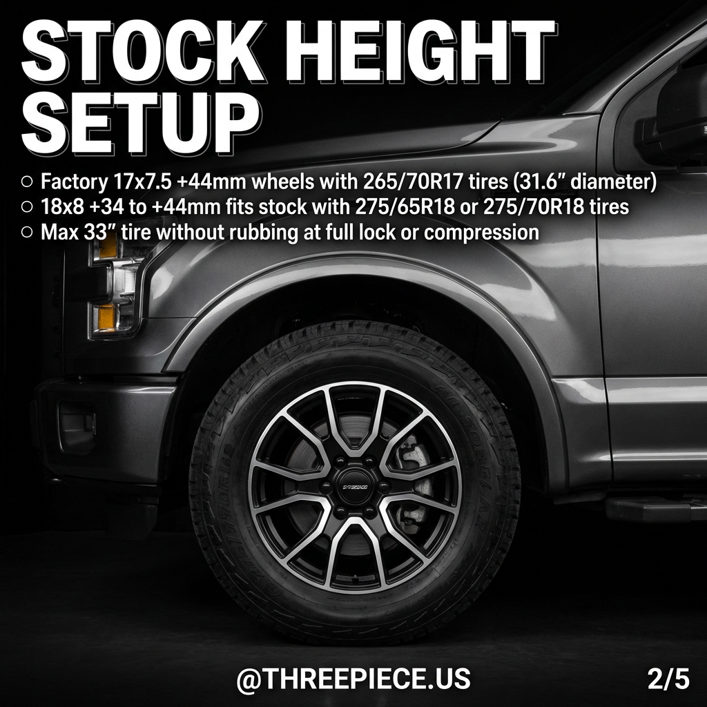 Ford F-150 stock height wheel and tire setup 18x8 275/70R18