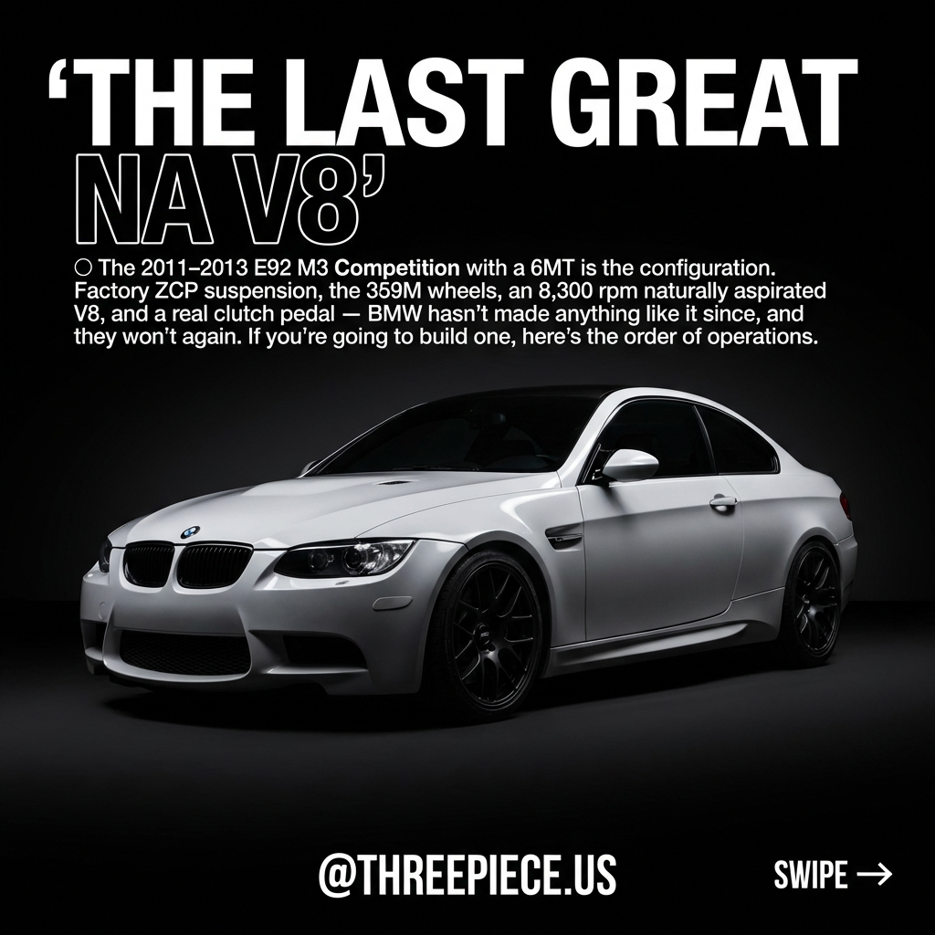 2011-2013 BMW E92 M3 Competition 6MT in factory trim with ZCP package