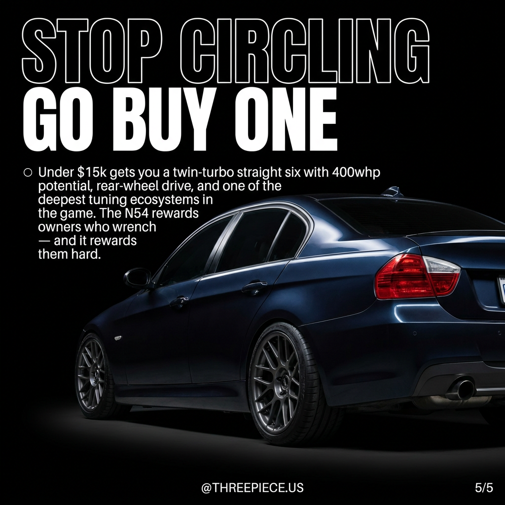 BMW E90 335i with aftermarket wheels and lowered suspension setup