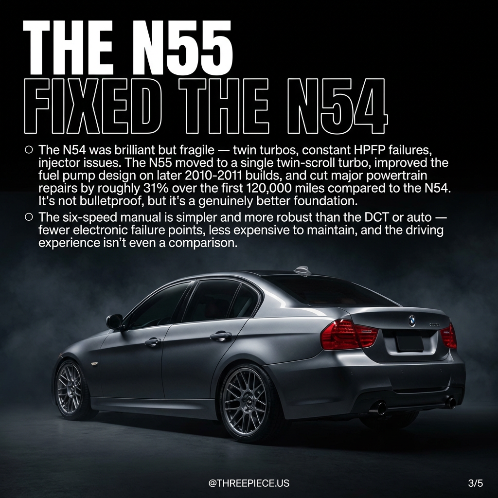 BMW E90 335i N55 known failure points maintenance overview