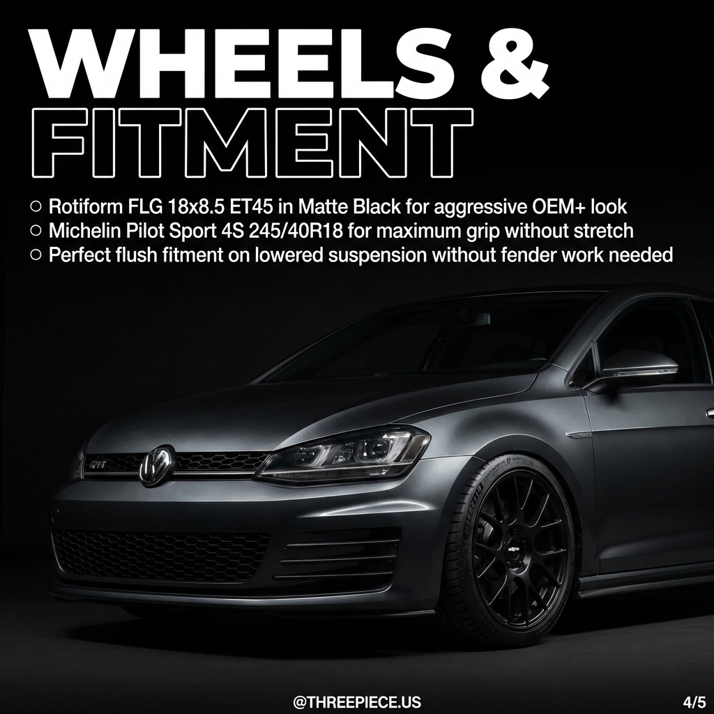 Rotiform FLG wheels 18x8.5 ET45 on lowered MK7 GTI