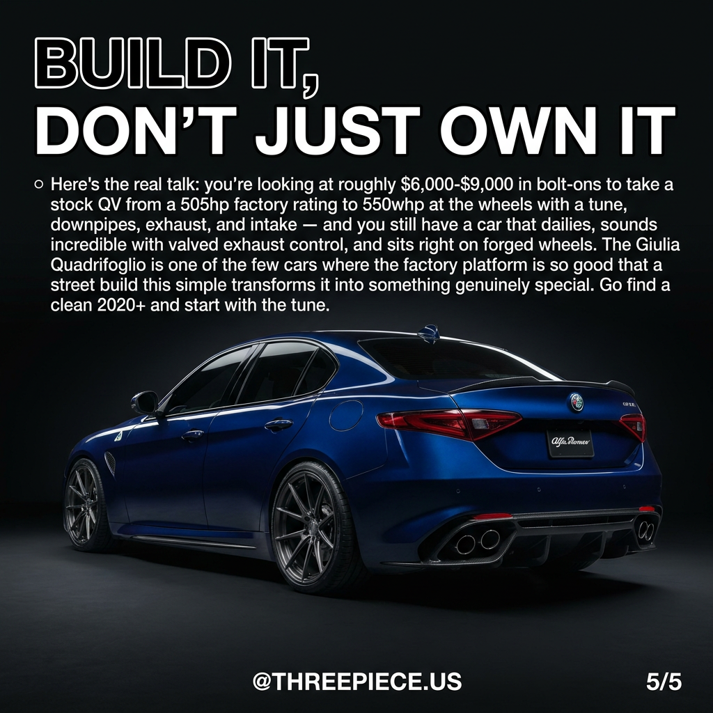 Alfa Romeo Giulia Quadrifoglio build complete with lowering springs and forged wheels
