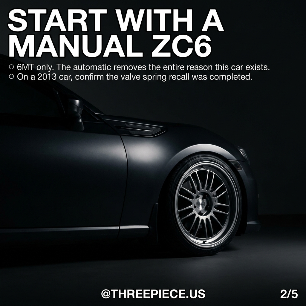 Manual 6MT Subaru BRZ ZC6 buyer checklist including 2013 valve spring recall