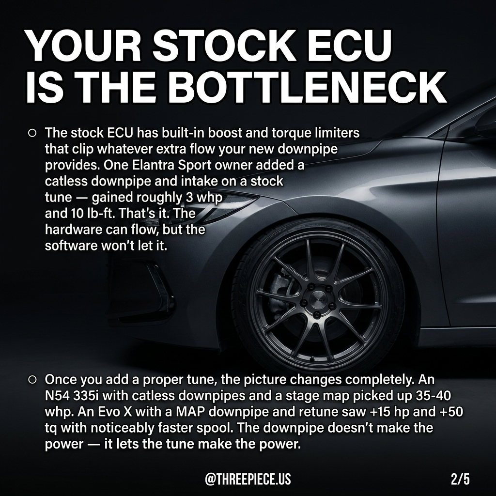 Stock ECU boost and torque limiters explained for turbo downpipe upgrade