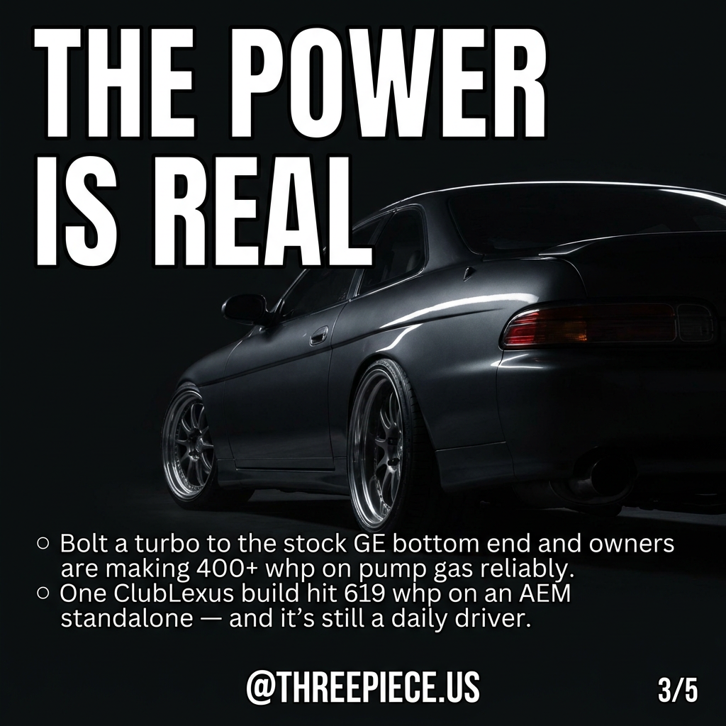 Modified Lexus SC300 showcasing turbo 2JZ power build