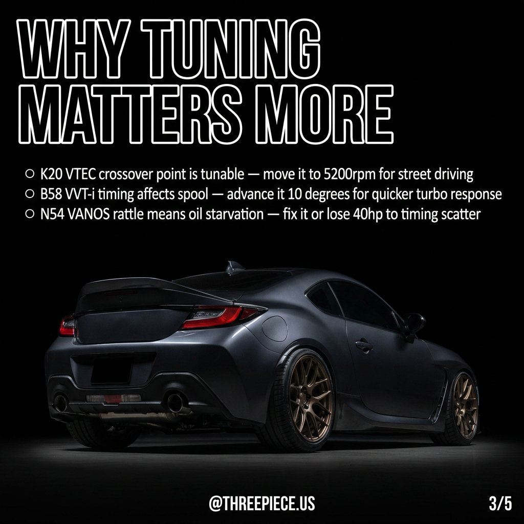 BMW B58 VVT-i timing advance for turbo response