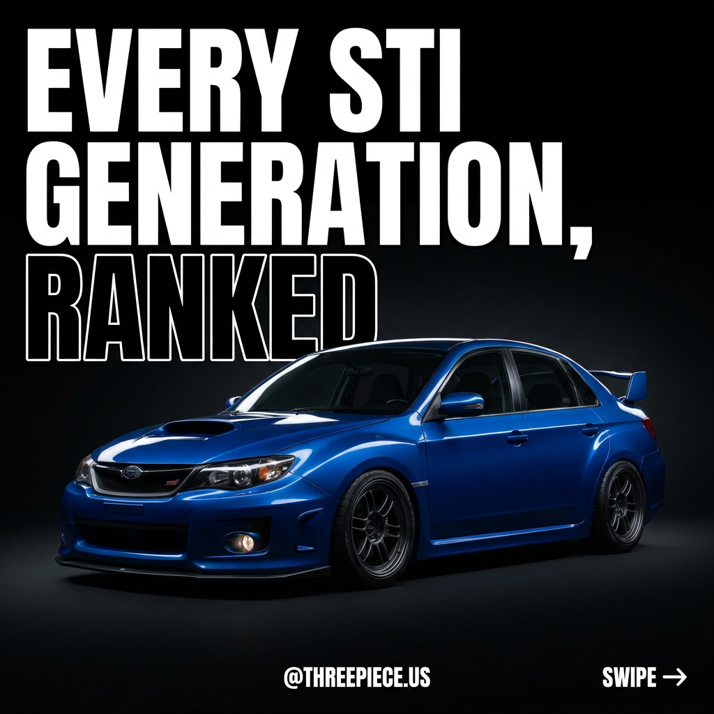 Every Subaru WRX STI generation ranked from GC8 to VA