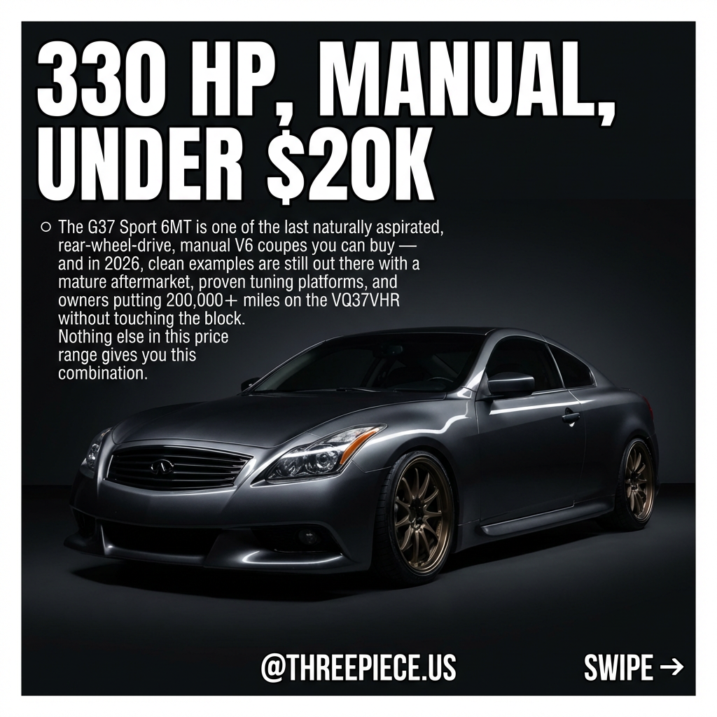 Infiniti G37 Sport 6MT coupe with VQ37VHR engine and manual transmission