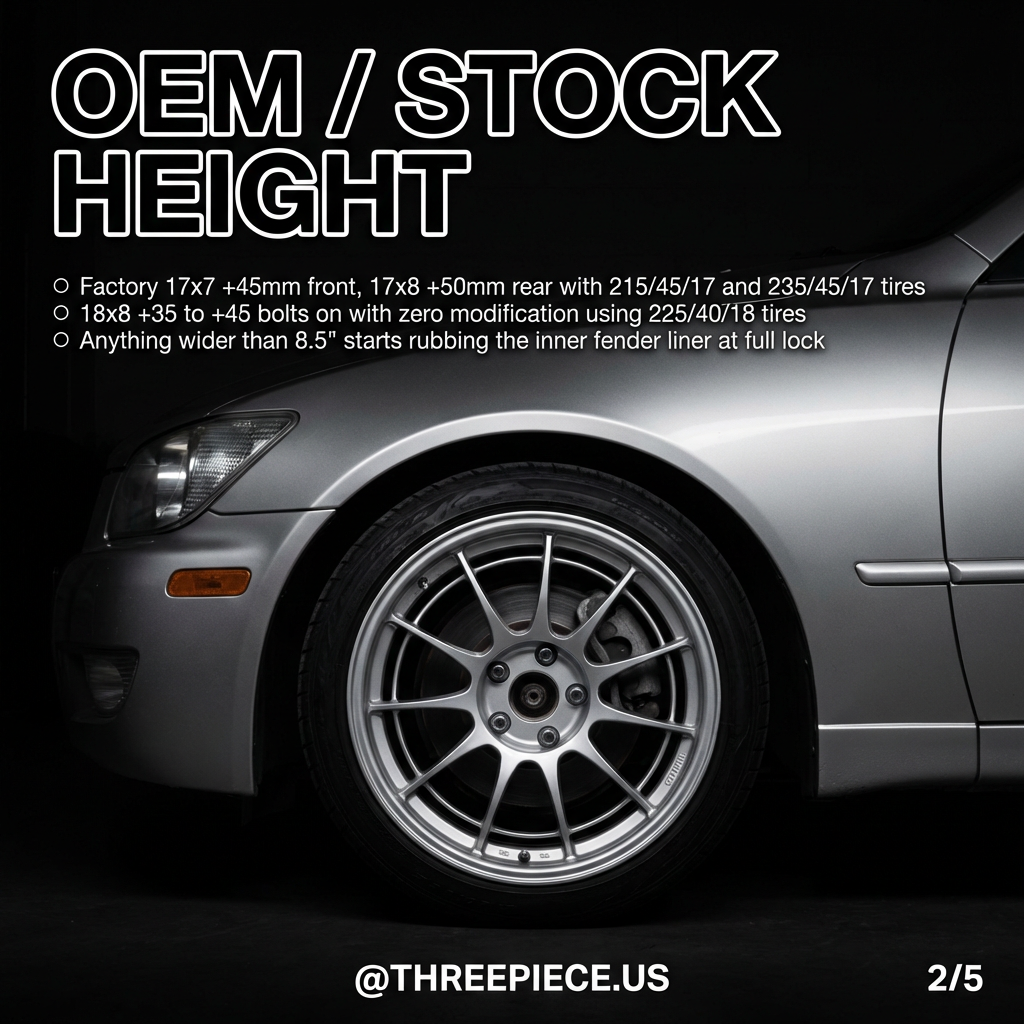 Stock height Lexus IS300 with OEM wheel specifications