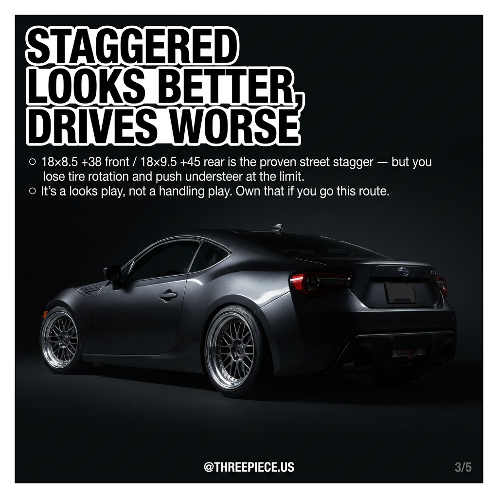 Scion FR-S staggered wheel setup 18x8.5 front 18x9.5 rear
