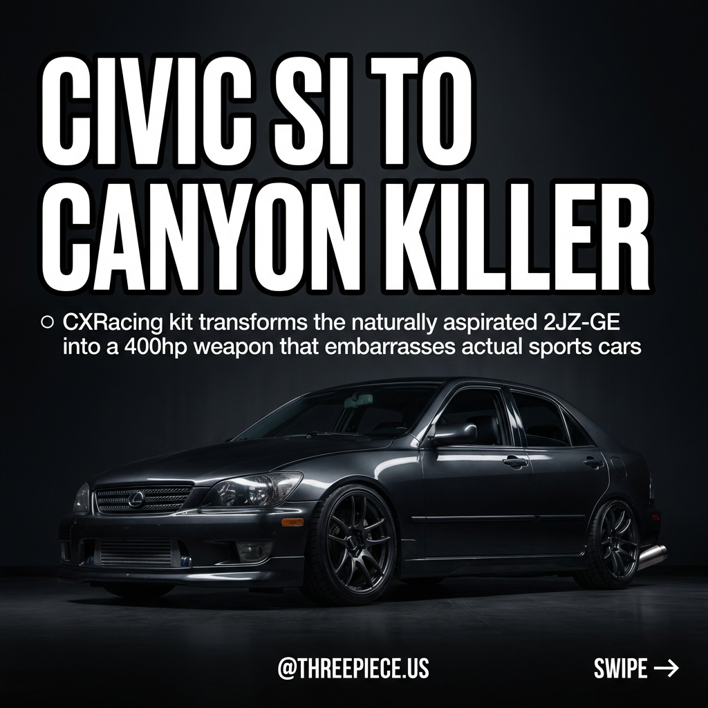 Lexus IS300 with CXRacing turbo manifold and Work Meister S1 wheels