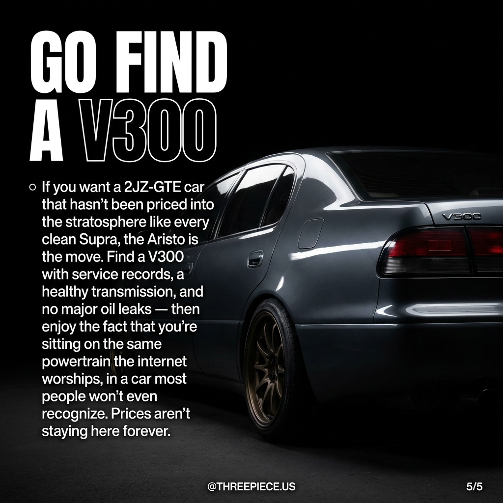 Toyota Aristo S140 on aftermarket 3-piece wheels with staggered fitment